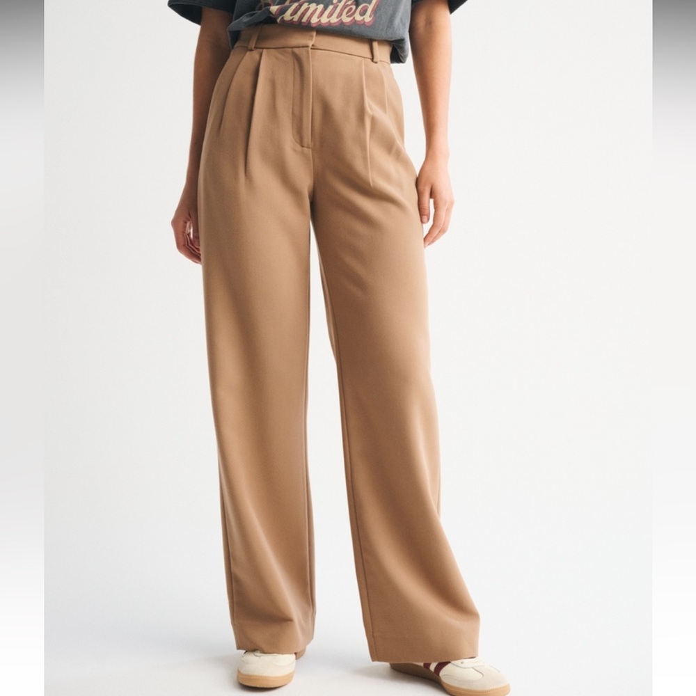 Abercrombie and fitch the sloane tailored wide leg pants tan curve love